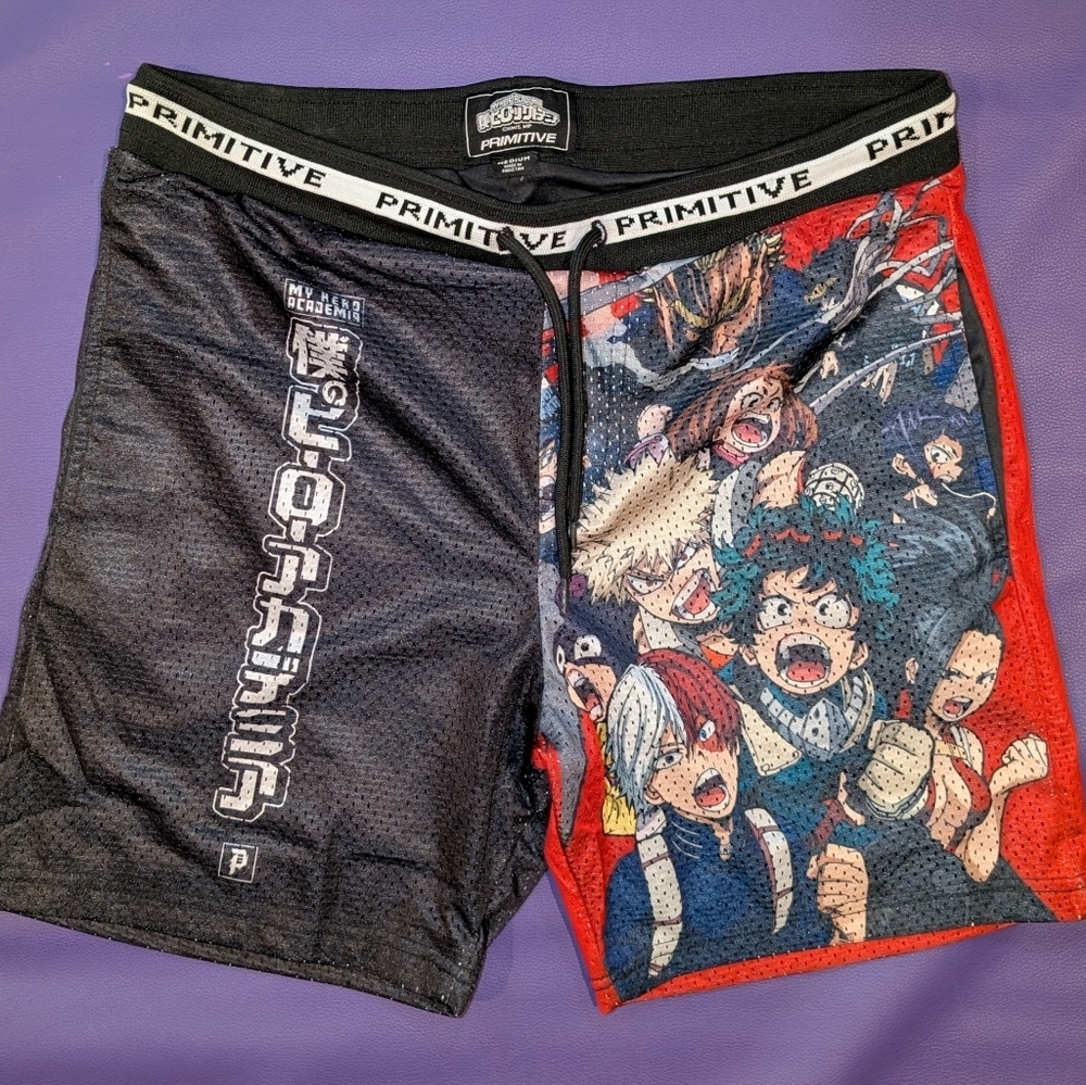 Primitive Skate Men's X Japanese Anime My Hero Academia Blocked Mesh Shorts